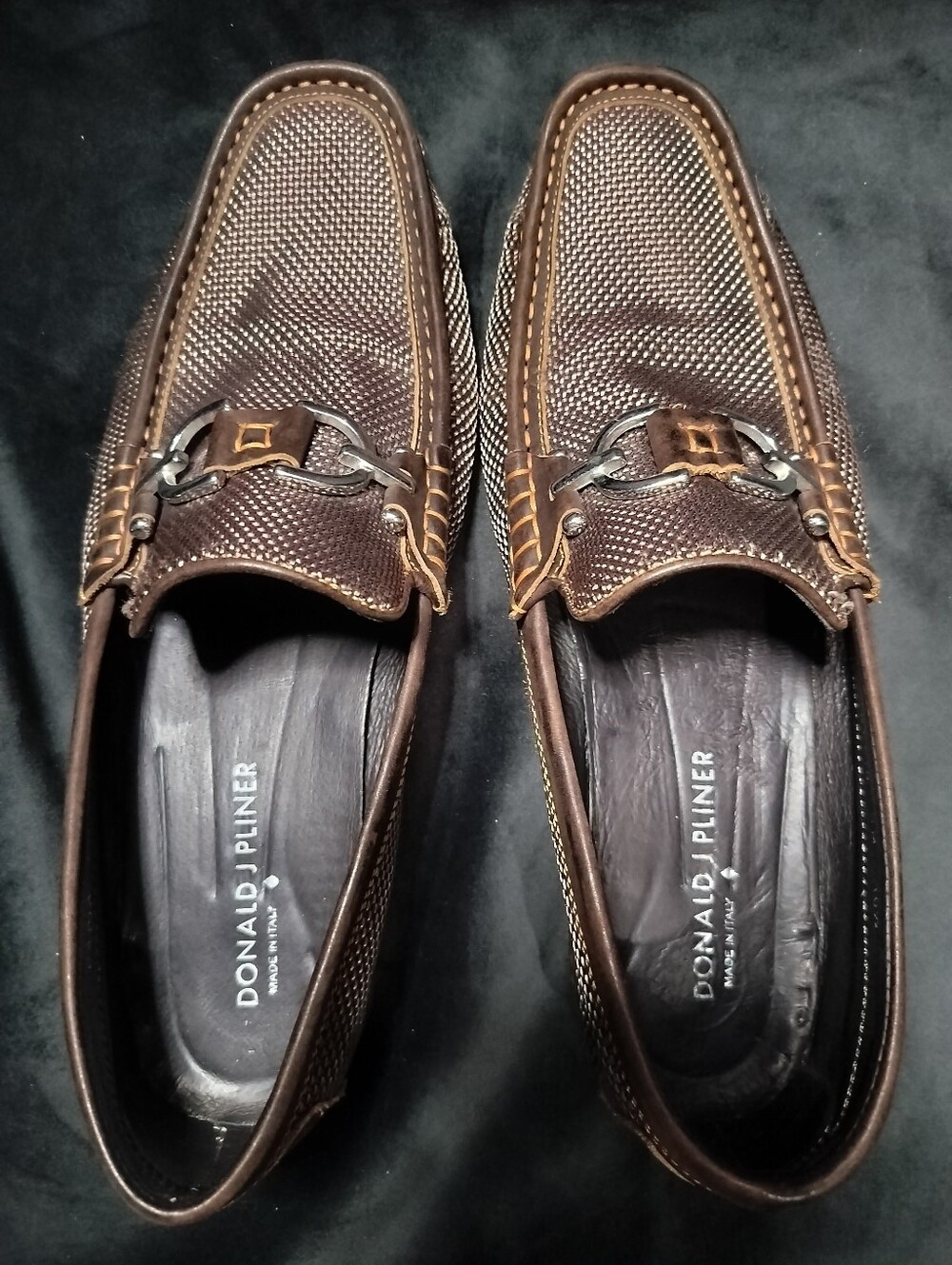 EUC Designer Donald J. Pliner Brown Slip-On Leather Loafers Made In Italy - 10.5